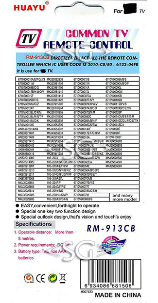 ����� �������������� ���������� ��� LG universal RM-913CB (������ ���� MKJ33981406 pip, (FULL)) � �������